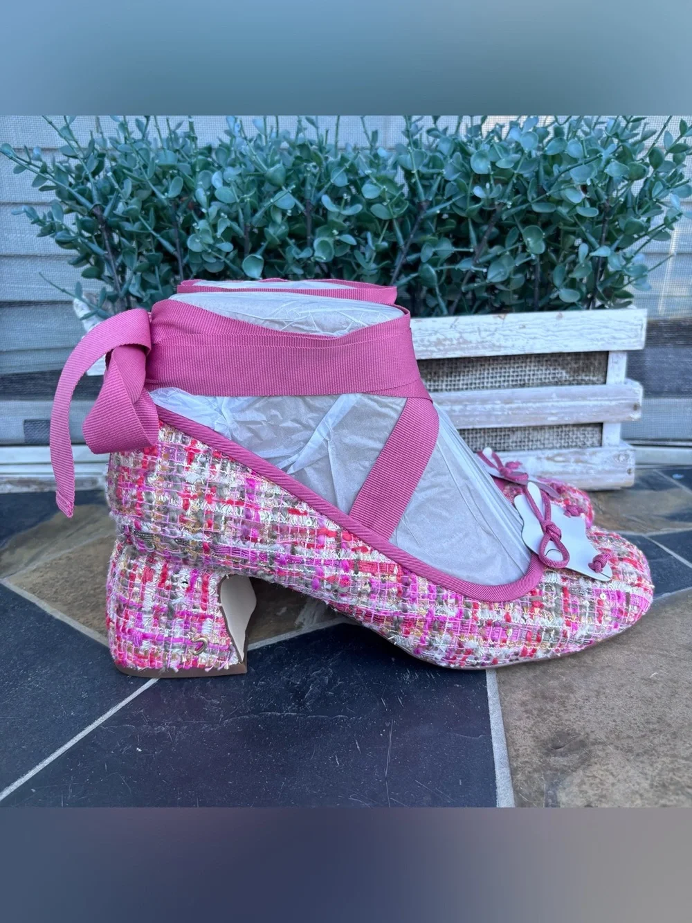 Circus By Sam Edelman Della Ankle Wrap Pump Size 9.5 Pink Multi Block Heel